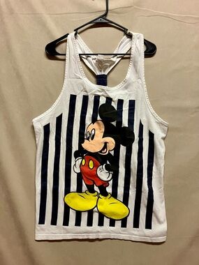Vintage Walt Disney Mickey Mouse Muscle Tank Top XL 90's Gym Faded Beach